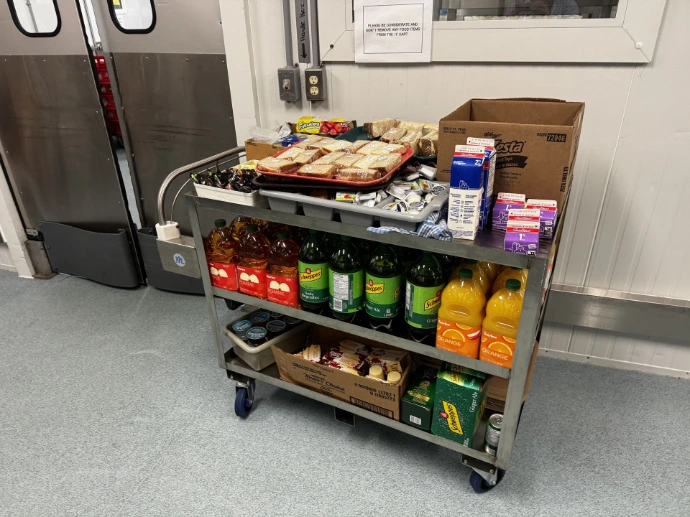 Service cart loaded with food